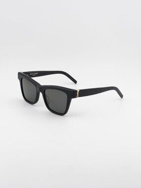 Saint Laurent SLM106 005 Sunglasses Black Square Frame, Grey Polarized Lenses